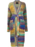Roberto Collina Bouclé Wool Belted Cardigan - Green