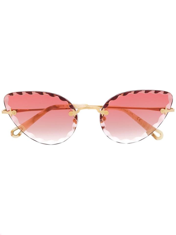 Chloé Eyewear Cat Eye Framed Sunglasses - Gold