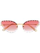 Chloé Eyewear Cat Eye Framed Sunglasses - Gold