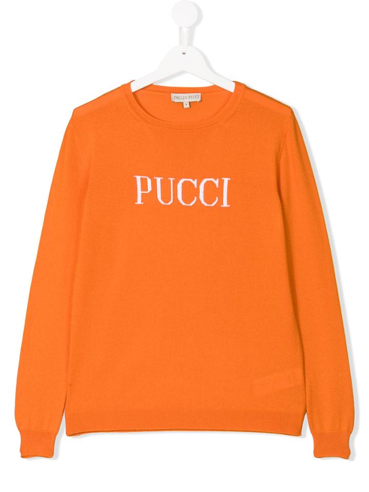 Emilio Pucci Junior Logo Embroidered Jumper - Yellow & Orange