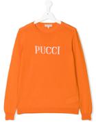 Emilio Pucci Junior Logo Embroidered Jumper - Yellow & Orange