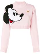 Gcds Cropped Mickey Mouse Sweater - Pink & Purple