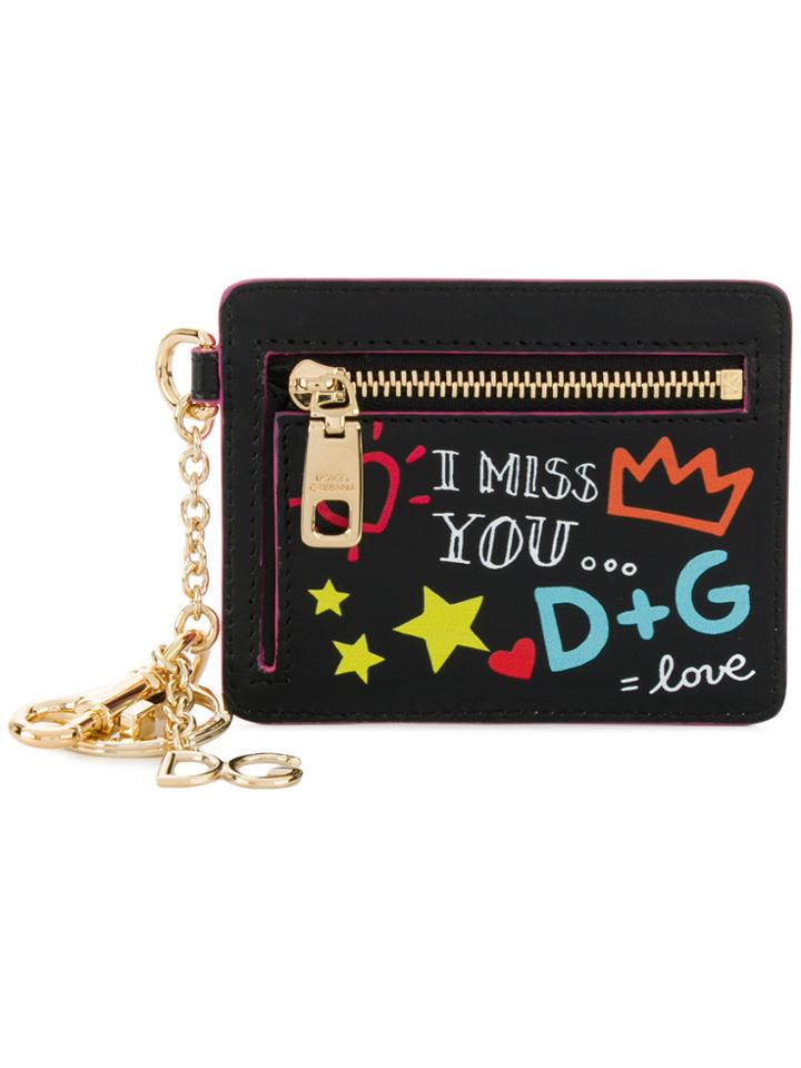 Dolce & Gabbana Graffiti Print Zip Purse - Pink & Purple
