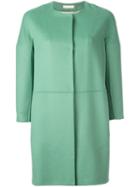 's Max Mara Three-quarters Sleeve Collarless Coat, Women's, Size: 40, Green, Angora/virgin Wool