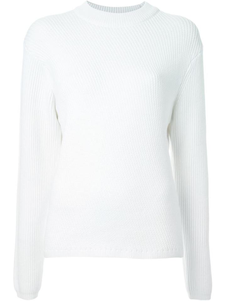 Le Ciel Bleu Bias Ribbed Jumper, Women's, Size: 36, White, Cotton/nylon