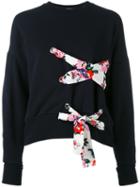 Msgm Lace Detail Sweatshirt, Women's, Size: Xs, Blue, Cotton
