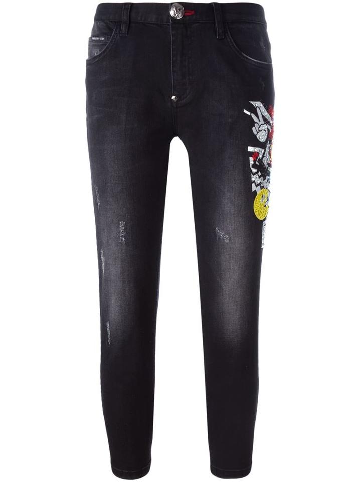 Philipp Plein Eat Me Cropped Jeans, Women's, Size: 26, Black, Cotton/spandex/elastane