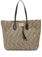 Salvatore Ferragamo Woven Fringe Tote - Black