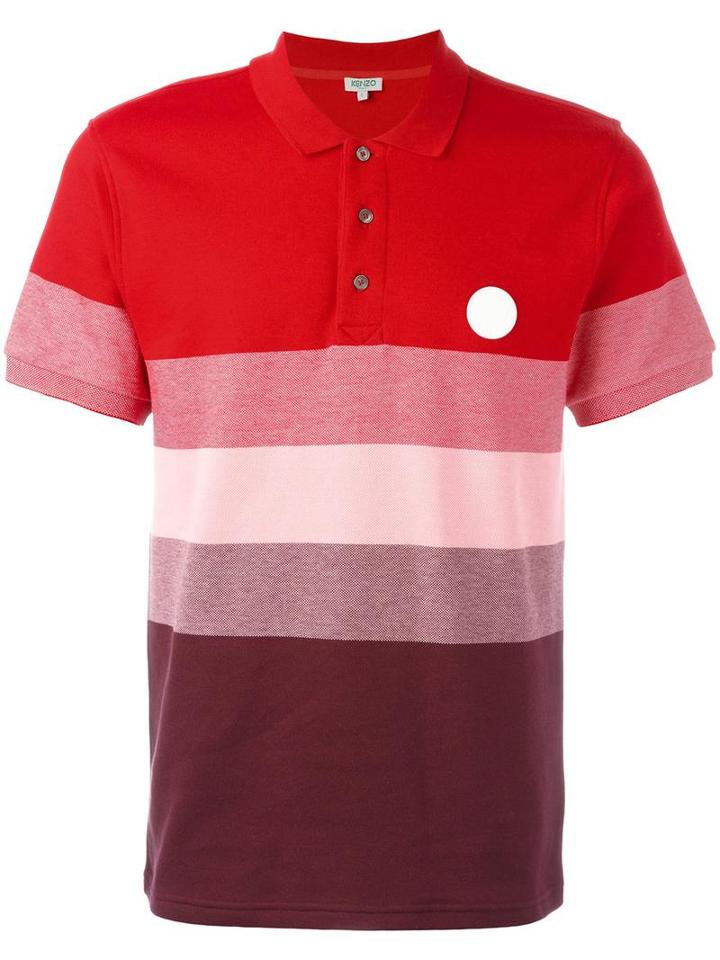 Kenzo Colour Block Polo Shirt, Men's, Size: Medium, Red, Cotton