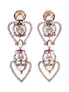 Sabine G Heart 18k Rose Gold Diamond Pave Earrings