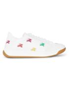 Burberry Equestrian Knight Embroidered Leather Sneakers - White