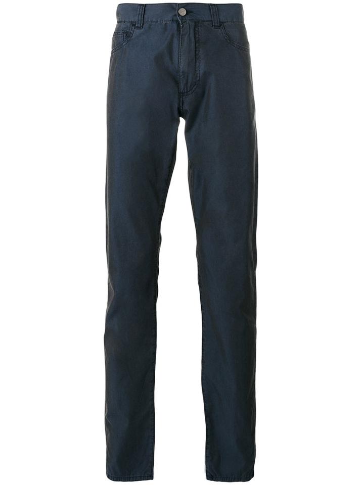 Canali - Plain Pants - Men - Silk/cotton - 56, Blue, Silk/cotton