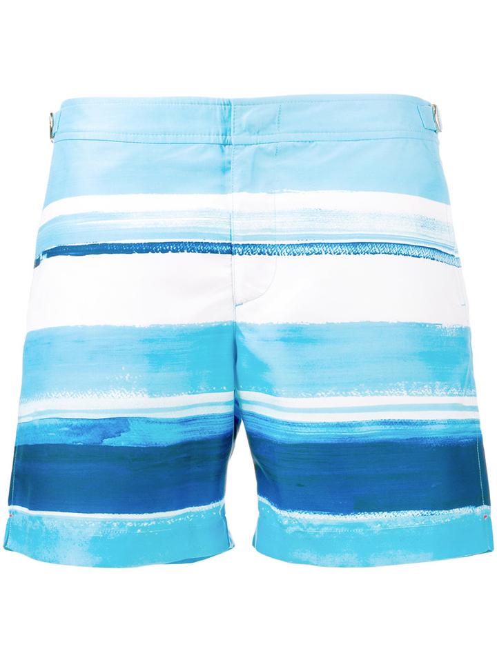 Orlebar Brown Bulldog Mcgovern Striped Swim Shorts, Men's, Size: 36, Blue, Polyester