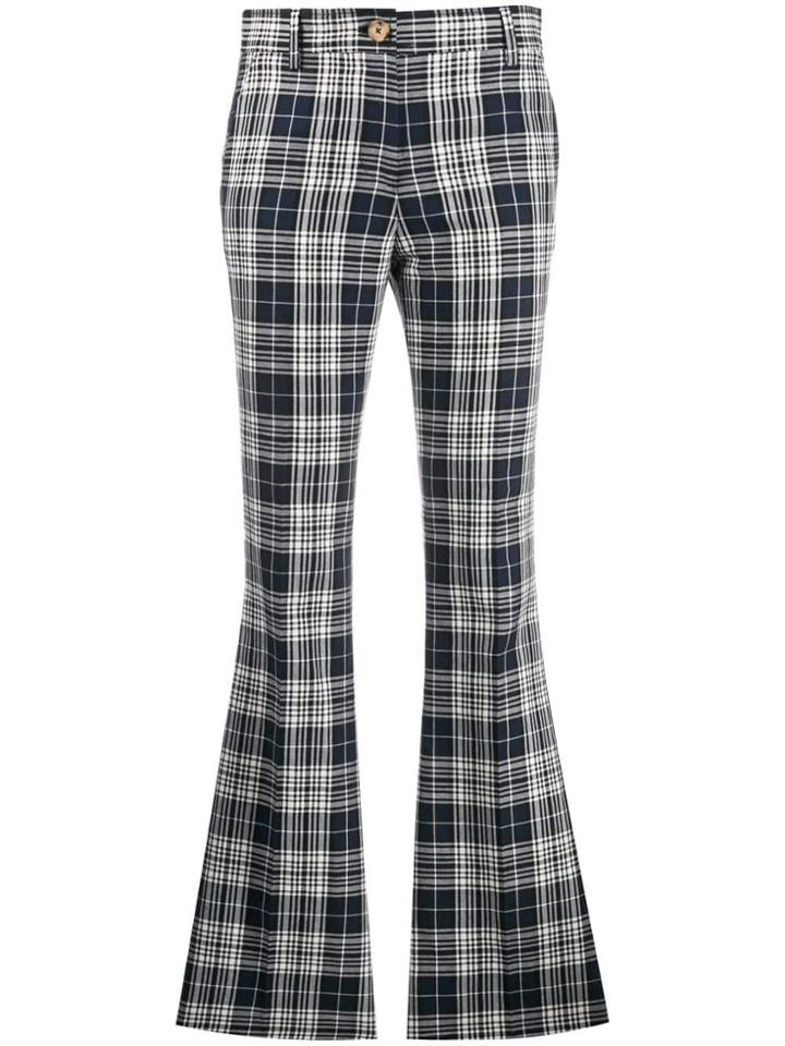 Hilfiger Collection Plaid Kick Flare Trousers - Blue