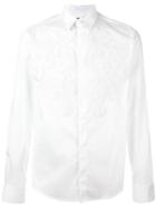 Christian Pellizzari Baroque Embroidered Shirt, Men's, Size: 54, White, Cotton/polyamide/spandex/elastane