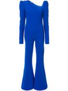 Christian Siriano Longsleeved Flared Jumpsuit - Blue