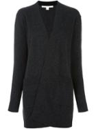 Diane Von Furstenberg Patch Pockets Open Cardigan, Women's, Size: Large, Grey, Cashmere/wool
