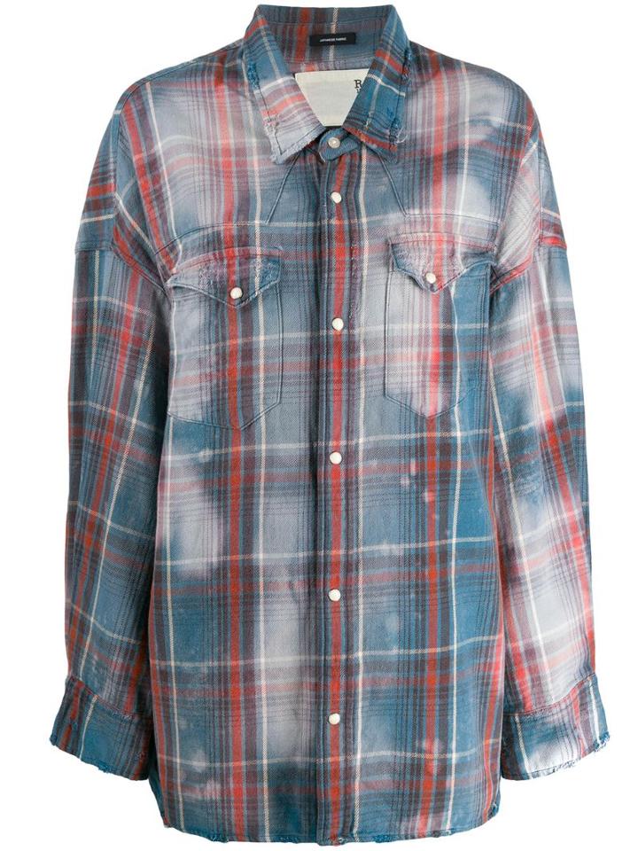 R13 Plaid Print Shirt - Blue