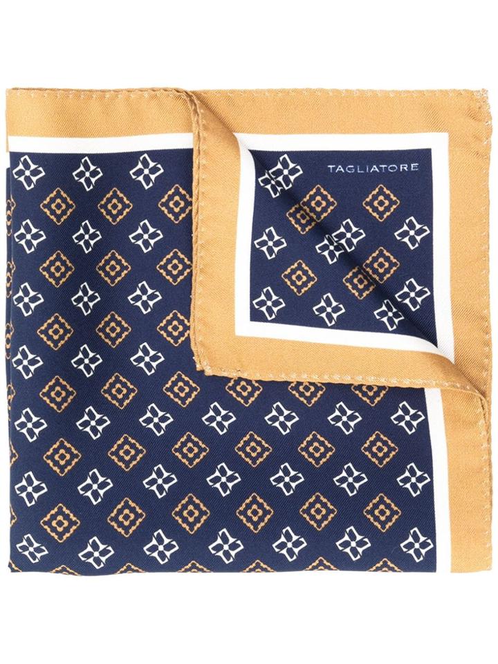 Tagliatore Geometric Pattern Pocket Scarf - Blue