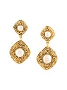 Chanel Vintage Oversized Drop Clip-on Earrings