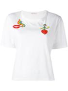 Olympia Le-tan Bead Embellished T-shirt, Women's, Size: Large, White, Cotton
