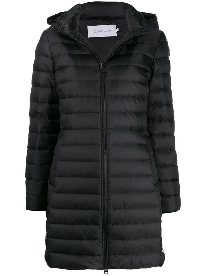 Calvin Klein Quilted Hooded Coat - Black