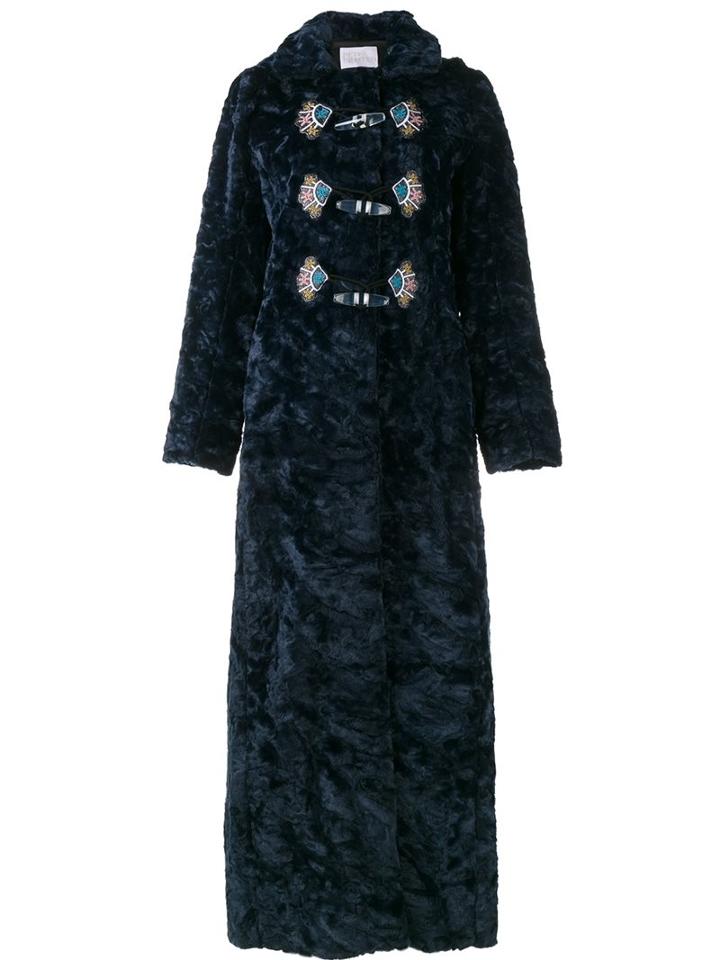 Peter Pilotto Faux Shearling Embroidered Coat