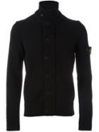 Stone Island Logo Patch Cardigan, Men's, Size: Large, Black, Polyamide/wool