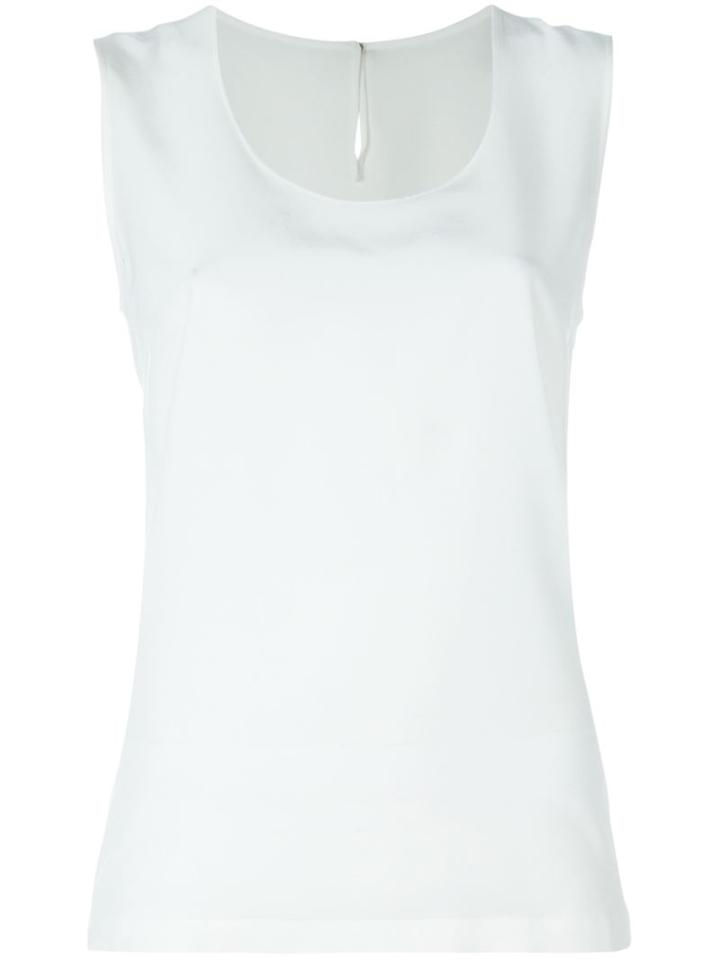 Dolce & Gabbana Scoop Neck Tank Top, Women's, Size: 44, White, Silk