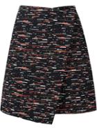 Grey Jason Wu Tweed A-line Wrap Skirt, Women's, Size: 2, Black, Cotton/viscose