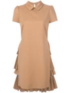 No21 - Pleated Back Fitted Dress - Women - Cupro/virgin Wool - 48, Brown, Cupro/virgin Wool
