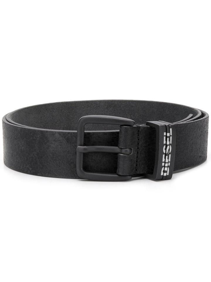 Diesel Buckle Distressed Belt - Black