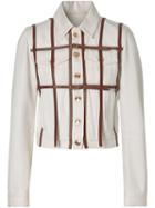 Burberry Leather Harness Detail Denim Jacket - White