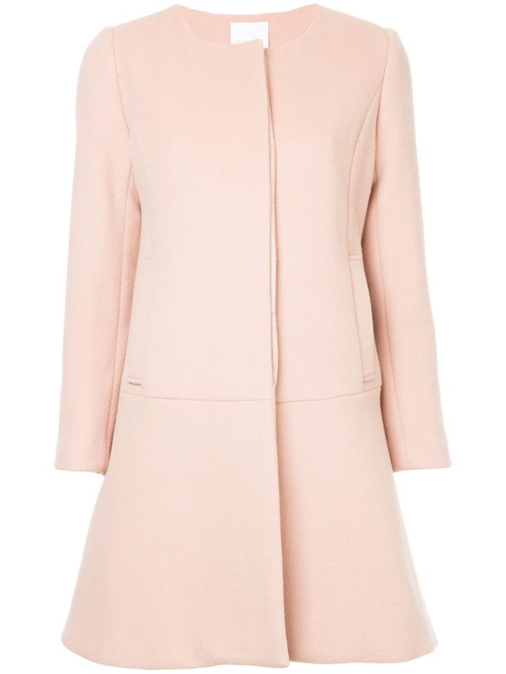 Estnation Collarless Single-breasted Coat - Pink & Purple