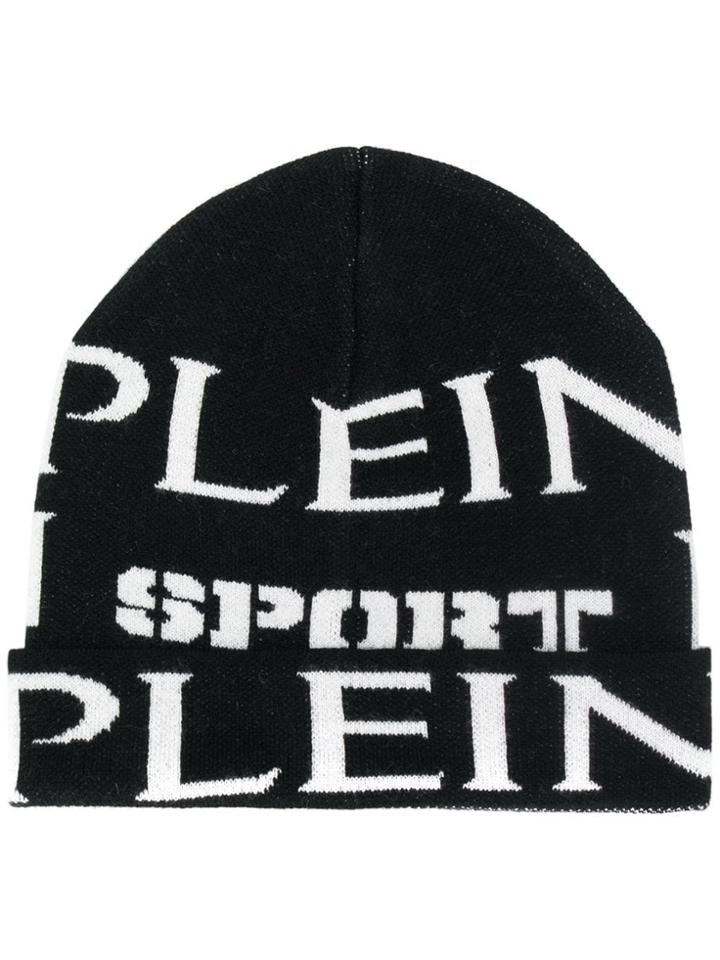 Plein Sport Logo Embroidered Beanie Hat - Black