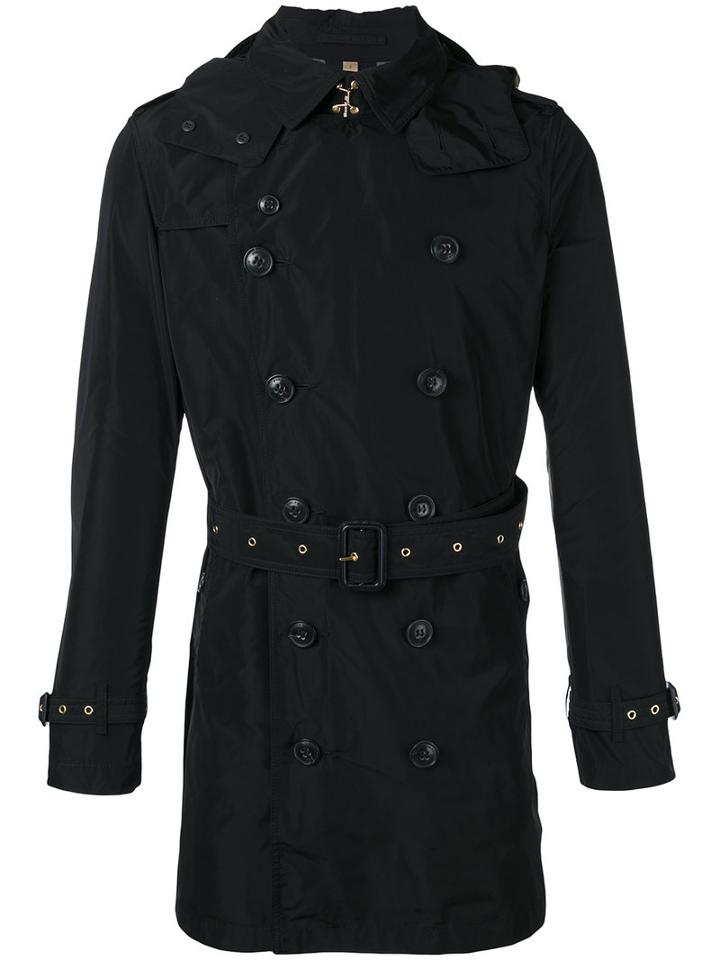 Burberry Belted Trench Coat, Men's, Size: Large, Black, Polyester/cotton/linen/flax
