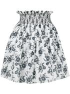 Miu Miu Floral Printed High-waisted Skirt - White