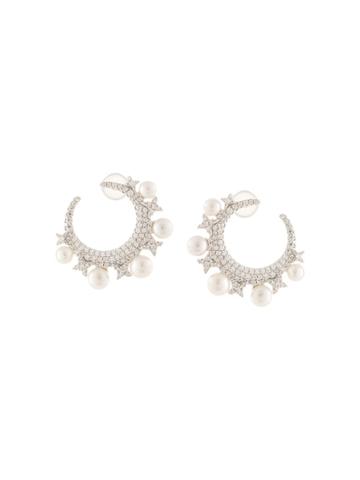 Apm Monaco Embellished Silver-tone Moon Earrings