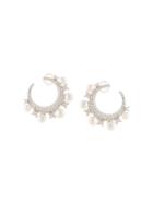 Apm Monaco Embellished Silver-tone Moon Earrings