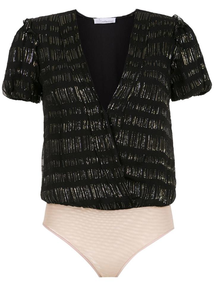 Nk Collection Striped Bodysuit - Black