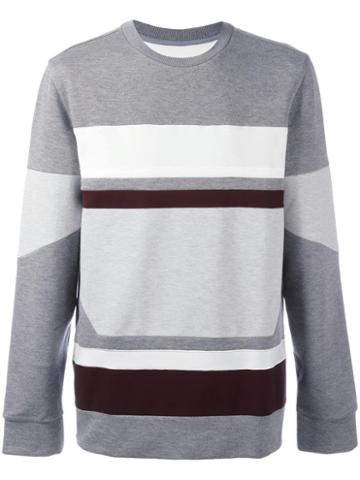 System Homme Striped Jumper, Men's, Size: Large, Grey, Polyester/rayon