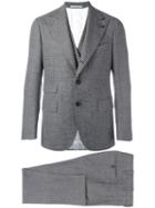 Gabriele Pasini Patterned Three-piece Suit, Men's, Size: 50, Grey, Wool/viscose/cupro