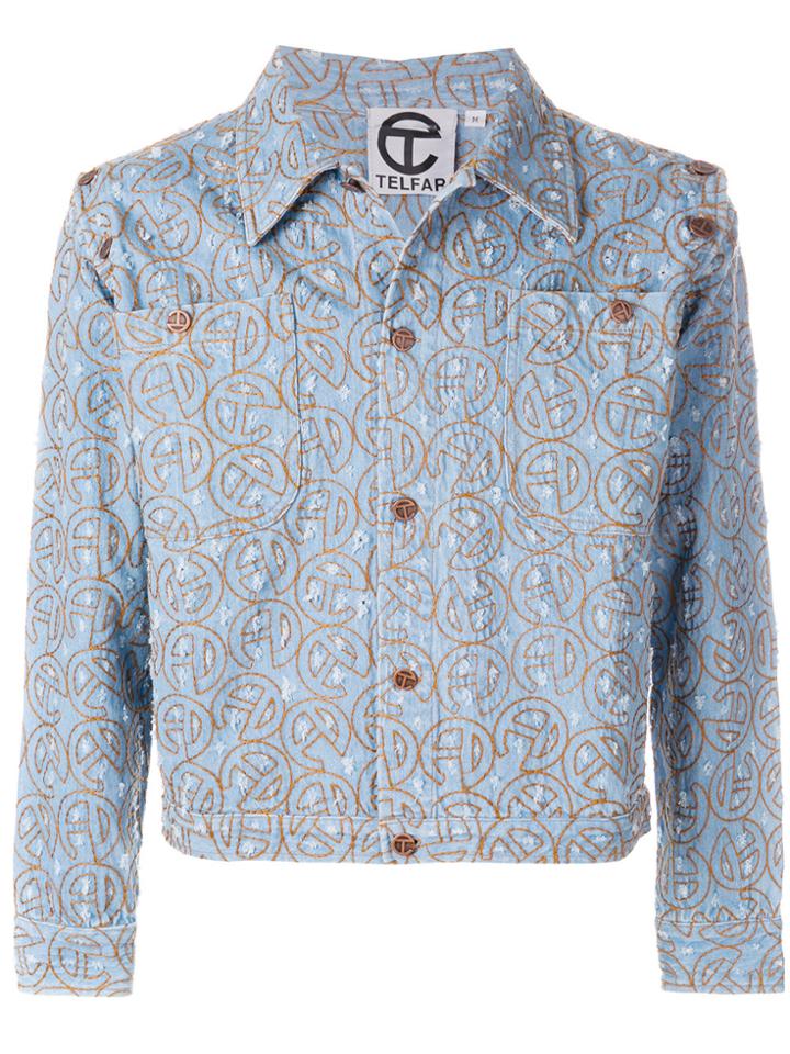 Telfar Embroidered Denim Jacket - Blue
