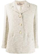 Valentino Pre-owned Notched Collar Tweed Jacket - White