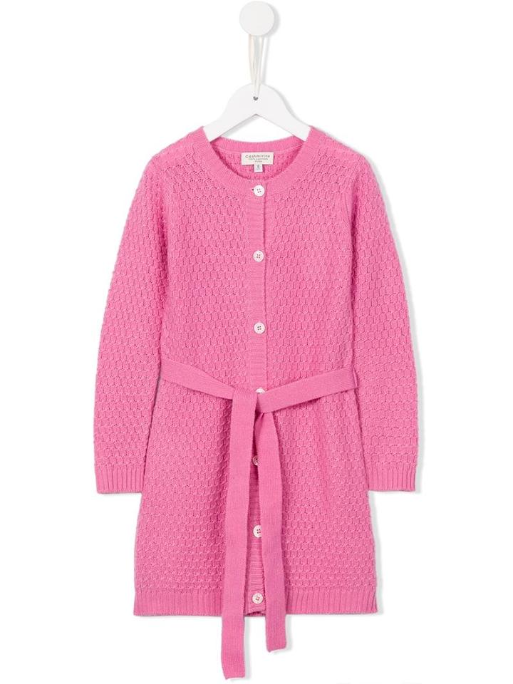 Cashmirino Waffle Knit Belted Cardigan, Toddler Girl's, Size: 3 Yrs, Pink/purple