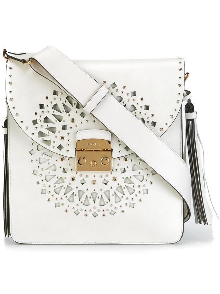 Furla Cut-off Detailing Crossbody Bag, Women's, Nude/neutrals