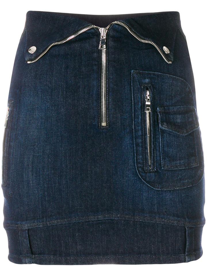 Rta Zipped Denim Skirt - Blue
