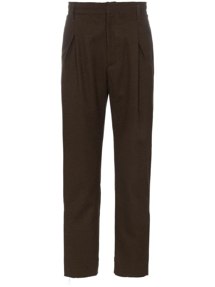 Bed J.w. Ford Slim Fit Split Hem Wool Trousers - Brown