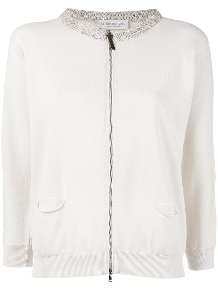 Le Tricot Perugia - Fitted Jacket - Women - Cotton/linen/flax/polyester - L, Nude/neutrals, Cotton/linen/flax/polyester