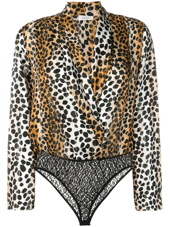 Rixo London Avril Leopard Print Top - Brown